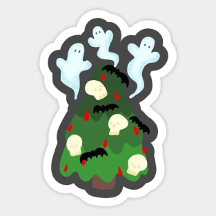 Scary Christmas - skull christmas tree Sticker